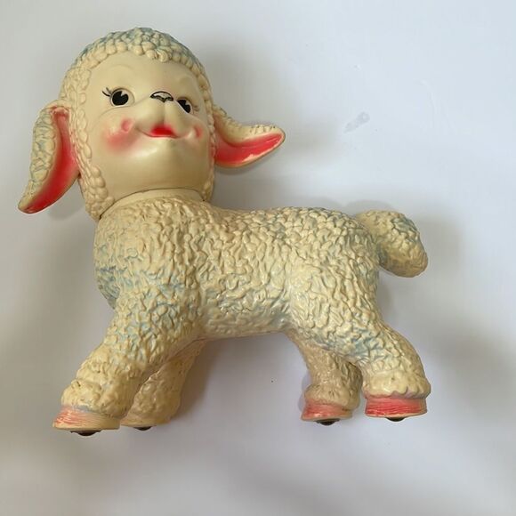VINTAGE 60s THE‎ SUN RUBBER COMPANY TOY LAMB - Picture 2 of 8